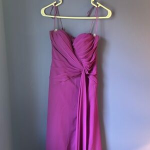 Faviana Pink Ruched Maxi Gown Sweetheart Neckline